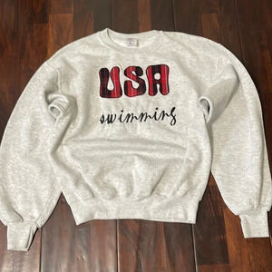 USA Swimming Sweatshirt Size‎ Medium Plaid Embroidered